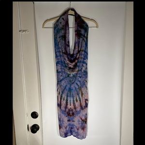 Tie Dye Boho Halter Dress Lavender